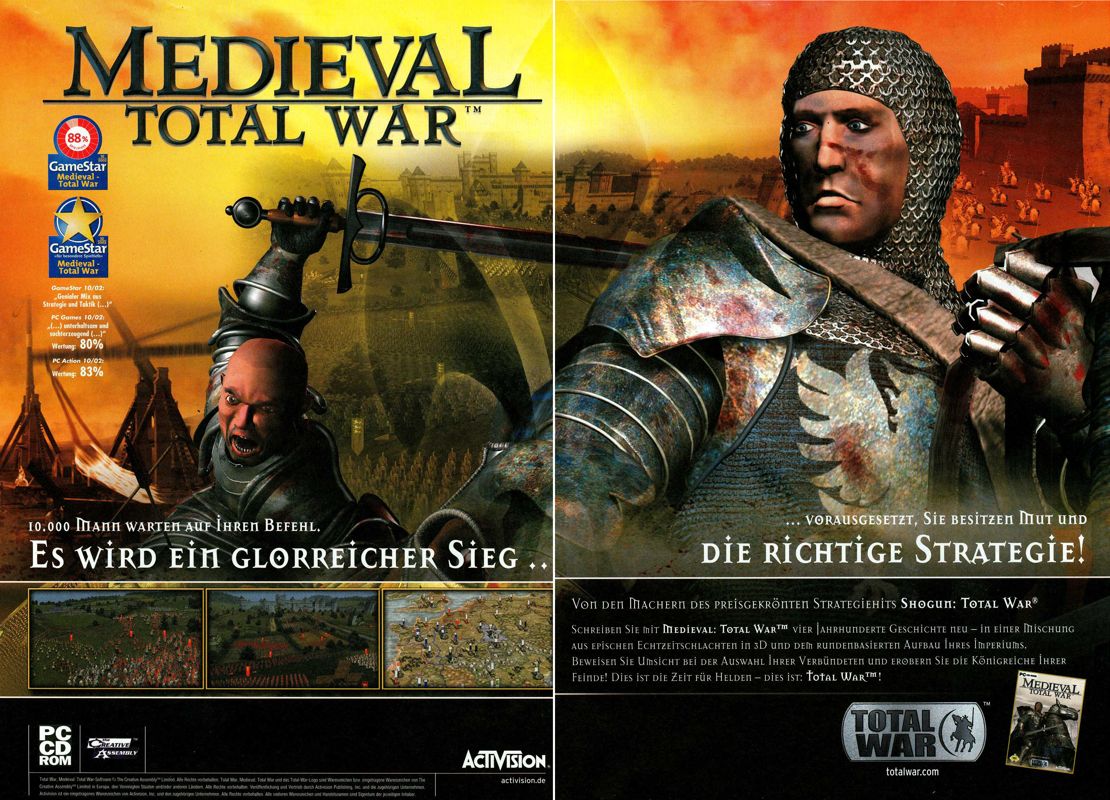 Medieval: Total War Magazine Advertisement (Magazine Advertisements): PC Games (Germany), Issue 11/2002