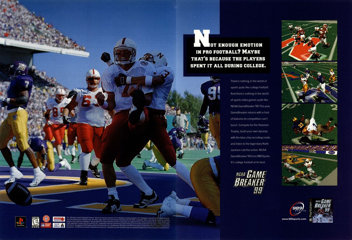 NCAA GameBreaker 99 Magazine Advertisement (Magazine Advertisements): Next Generation (U.S.) Issue #47 (November 1998)