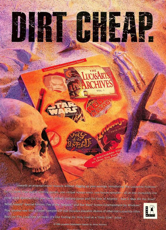 The LucasArts Archives: Vol. I Magazine Advertisement (Magazine Advertisements): Computer Gaming World (US), Issue 135 (October 1995)