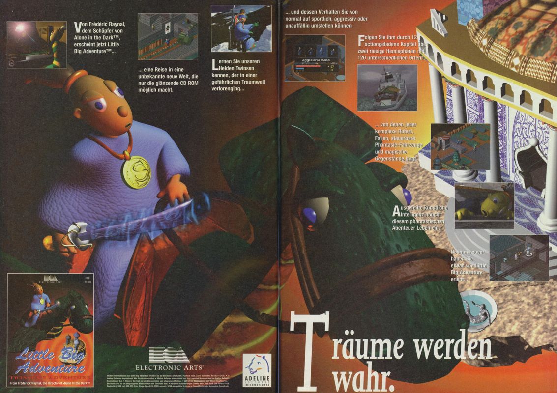 Relentless: Twinsen's Adventure Magazine Advertisement (Magazine Advertisements):<br> Power Play (Germany), Issue 01/1995