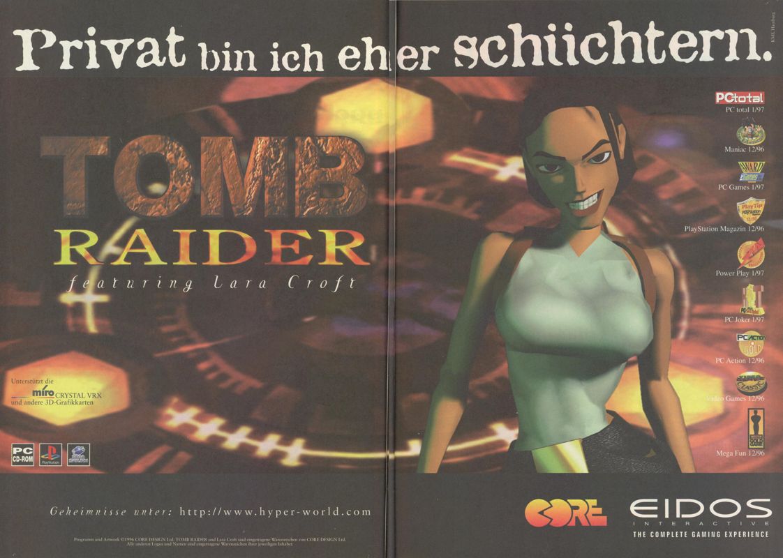Tomb Raider Magazine Advertisement (Magazine Advertisements): Power Play (Germany), Issue 07/1997