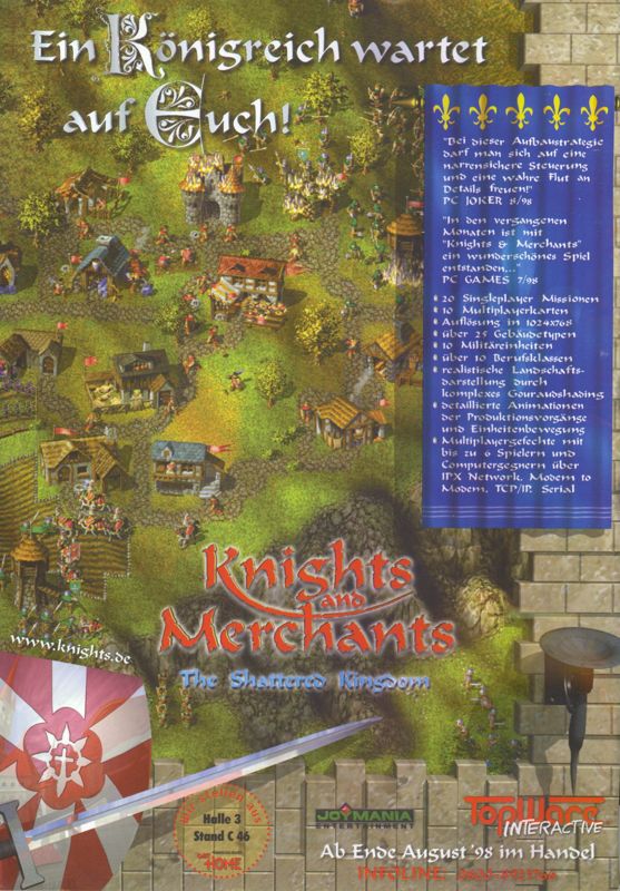 Knights and Merchants: The Shattered Kingdom Magazine Advertisement (Magazine Advertisements): Power Play (Germany), Issue 09/1998