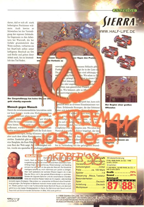 Half-Life Magazine Advertisement (Magazine Advertisements):<br> Power Play (Germany), Issue 10/1998
