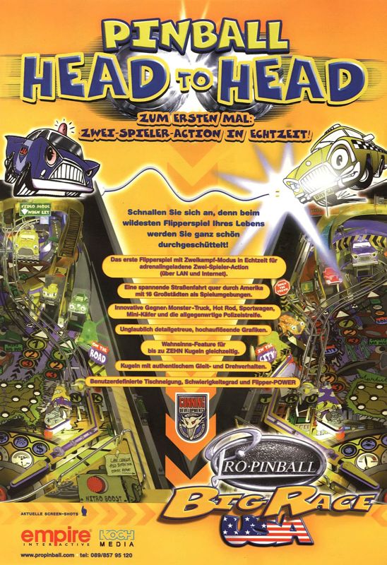 Pro Pinball: Big Race USA Magazine Advertisement (Magazine Advertisements): Power Play (Germany), Issue 12/1998
