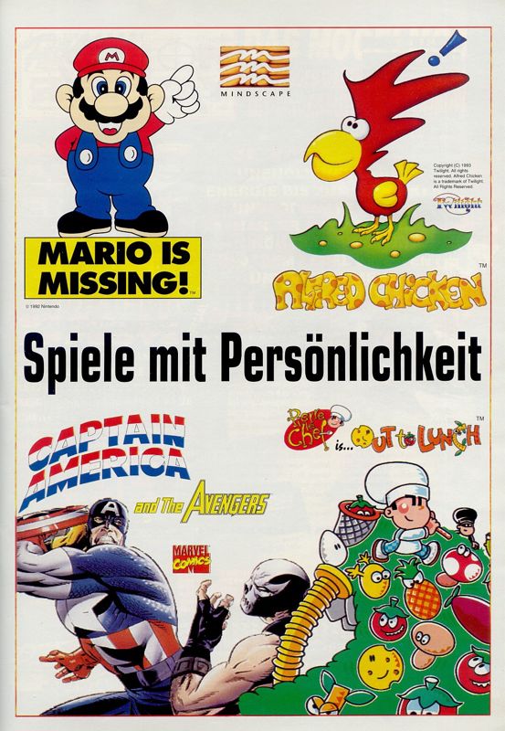 Alfred Chicken Magazine Advertisement (Magazine Advertisements): Total! (Germany), Issue 11/1993