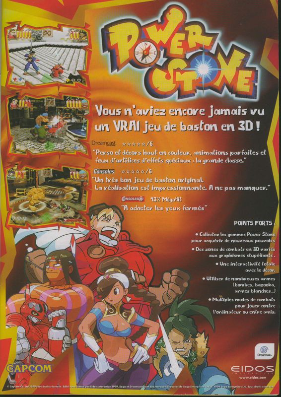 Power Stone Magazine Advertisement (Magazine Advertisements): Dreamcast Player (France), Issue 1 (1999)