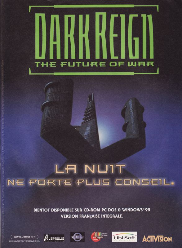 Dark Reign: The Future of War Magazine Advertisement (Magazine Advertisements): PC Jeux (France), Issue 2 (September 1997)