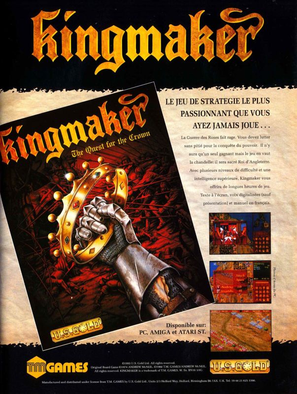 Kingmaker Magazine Advertisement (Magazine Advertisements): Génération 4 (France), Issue 61 (December 1993)