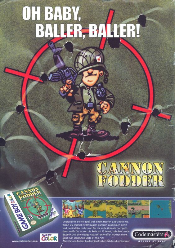 Cannon Fodder Magazine Advertisement (Magazine Advertisements): Total! (Germany), Issue 12/2000