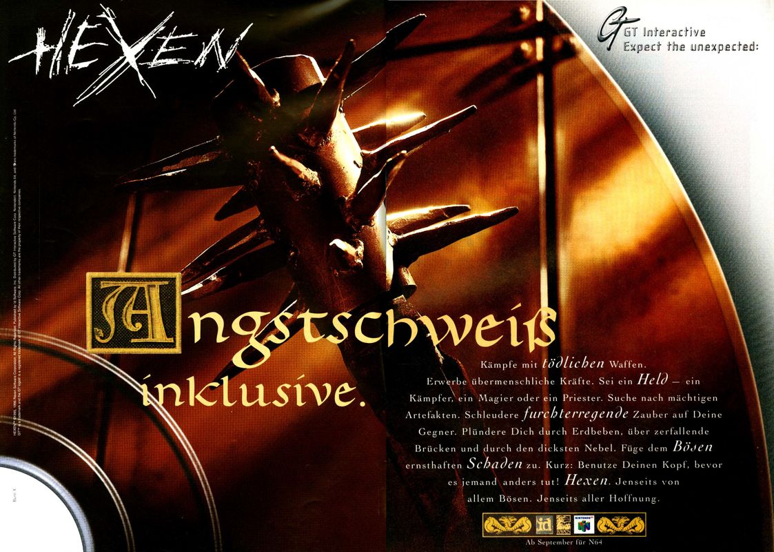 Hexen: Beyond Heretic Magazine Advertisement (Magazine Advertisements): 64 Fan Magazin (Germany), Issue 03/1997