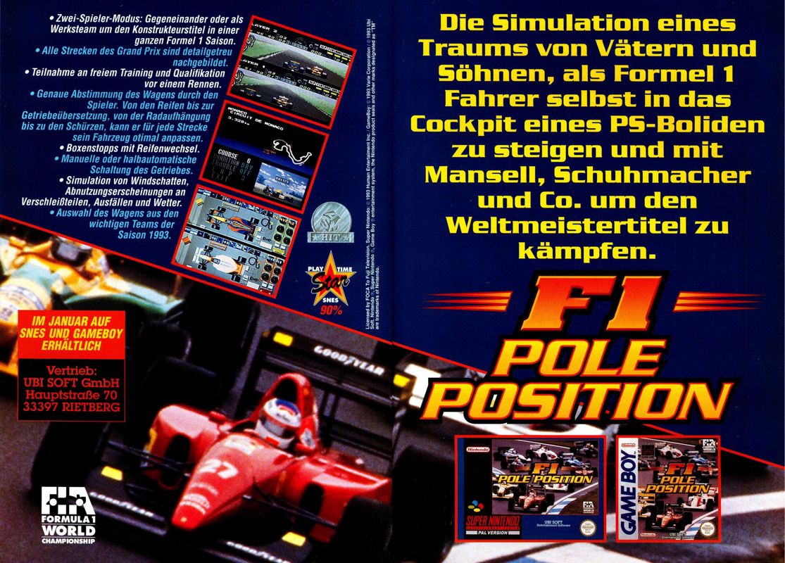 F1 Pole Position Magazine Advertisement (Magazine Advertisements): Total! (Germany), Issue 12/1993