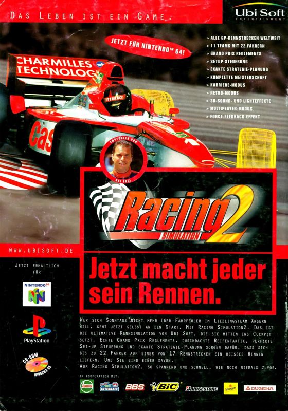Monaco Grand Prix Racing Simulation 2 Magazine Advertisement (Magazine Advertisements): Total! (Germany), Issue 10/1999