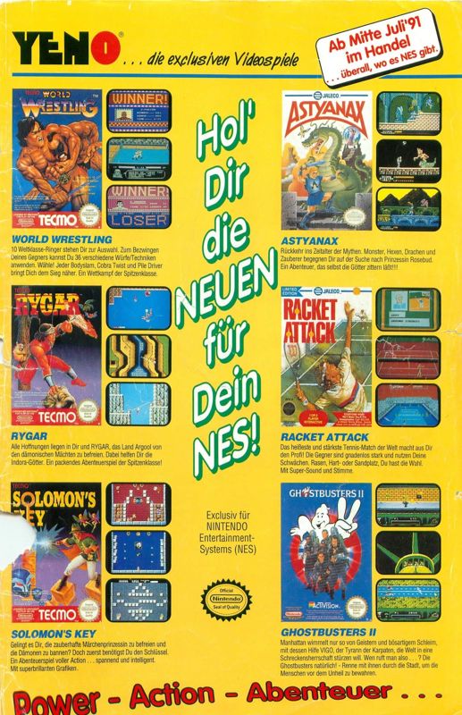 Rygar Magazine Advertisement (Magazine Advertisements): Video Games (Germany), Issue #2 (June 1991)