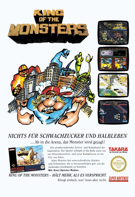 King of the Monsters Magazine Advertisement (Magazine Advertisements): Video Games (Germany), Issue 03/1993
