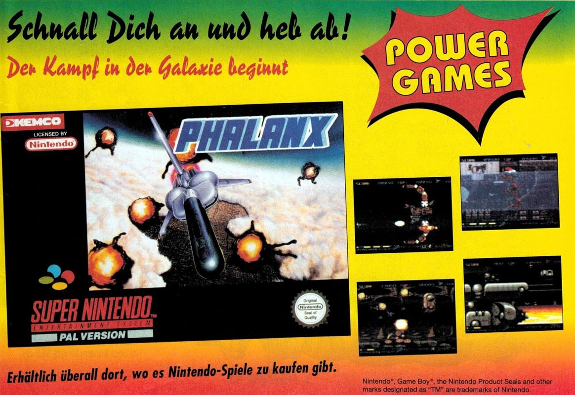 Phalanx Magazine Advertisement (Magazine Advertisements): Video Games (Germany), Issue 05/1993
