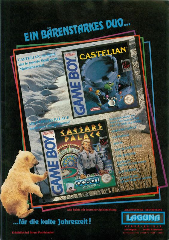 Caesars Palace Magazine Advertisement (Magazine Advertisements): Video Games (Germany), Issue 12/1992