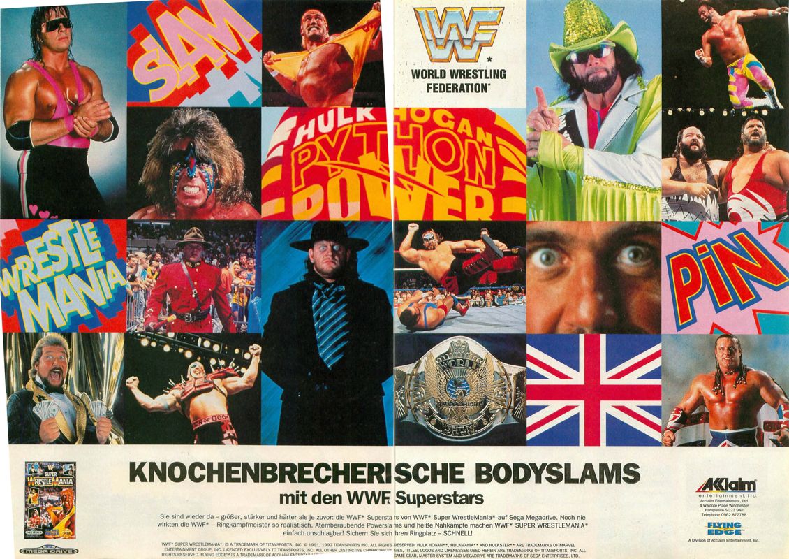 WWF Super WrestleMania Magazine Advertisement (Magazine Advertisements): Video Games (Germany), Issue 10/1992