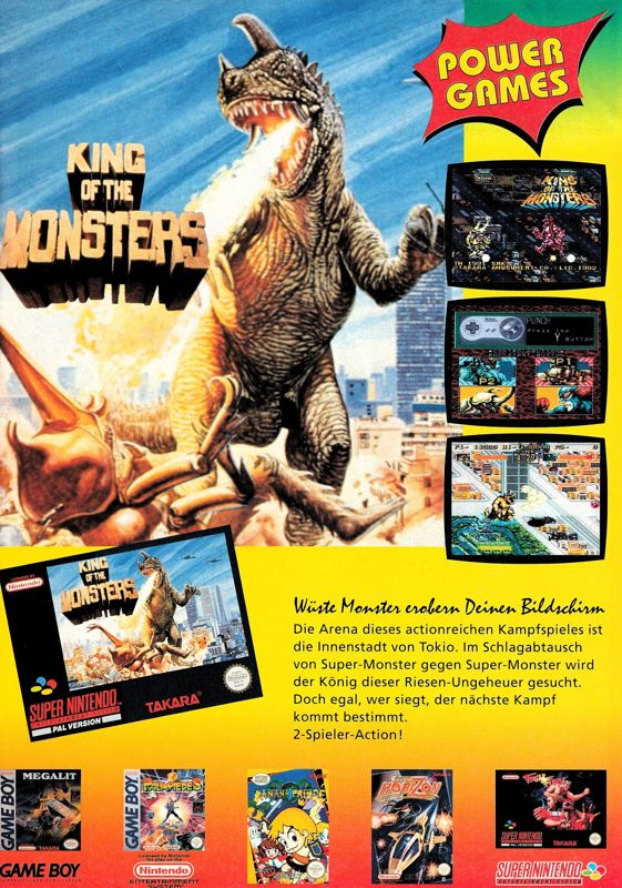 King of the Monsters Magazine Advertisement (Magazine Advertisements): Video Games (Germany), Issue 07/1993
