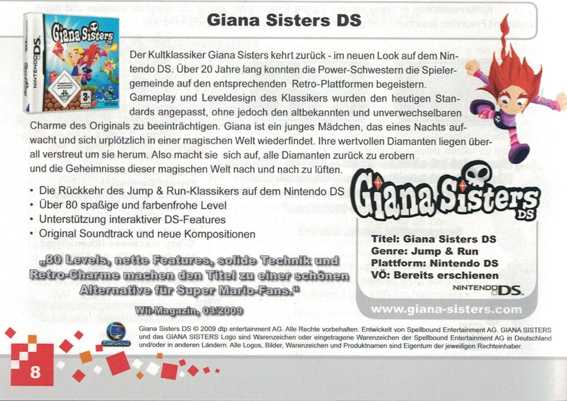 Giana Sisters DS Catalogue (Catalogue Advertisements): dtp entertainment AG Catalog, 2010/2011