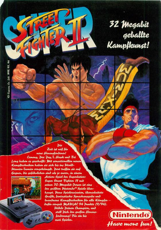 Super Street Fighter II Magazine Advertisement (Magazine Advertisements): Video Games (Germany), Issue 12/1994