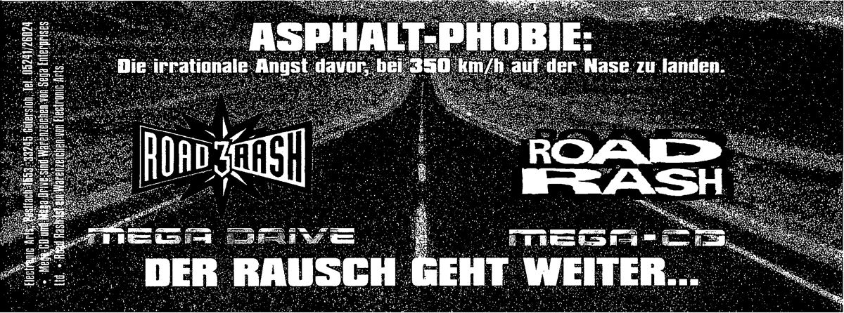 Road Rash 3 Magazine Advertisement (Magazine Advertisements): Video Games (Germany), Issue 04/1995 Part 2