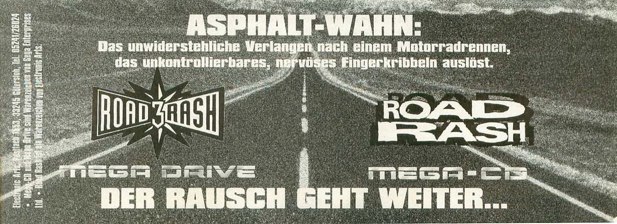 Road Rash 3 Magazine Advertisement (Magazine Advertisements): Video Games (Germany), Issue 04/1995 Part 3