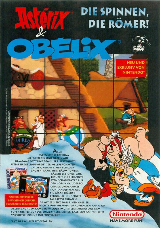 Astérix & Obélix Magazine Advertisement (Magazine Advertisements): Video Games (Germany), Issue 08/1995