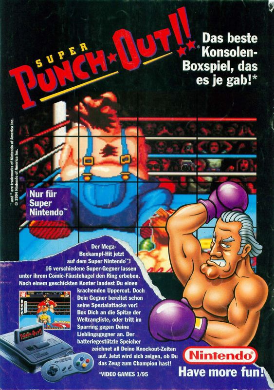 Super Punch-Out!! Magazine Advertisement (Magazine Advertisements): Video Games (Germany), Issue 04/1995