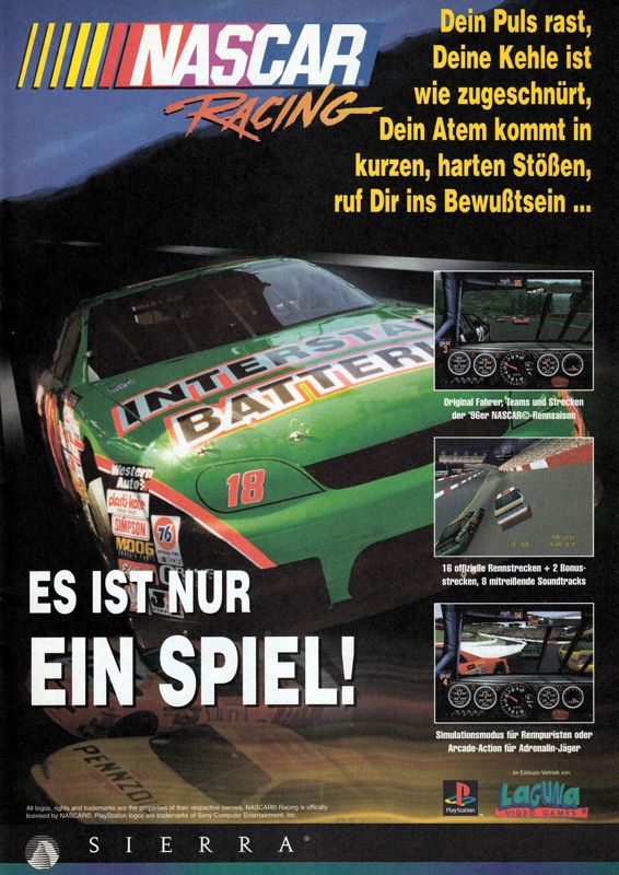 NASCAR Racing Magazine Advertisement (Magazine Advertisements): Video Games (Germany), Issue 01/1997