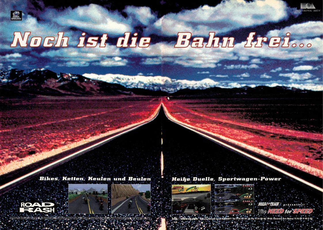 Road Rash Magazine Advertisement (Magazine Advertisements): Video Games (Germany), Issue 08/1996