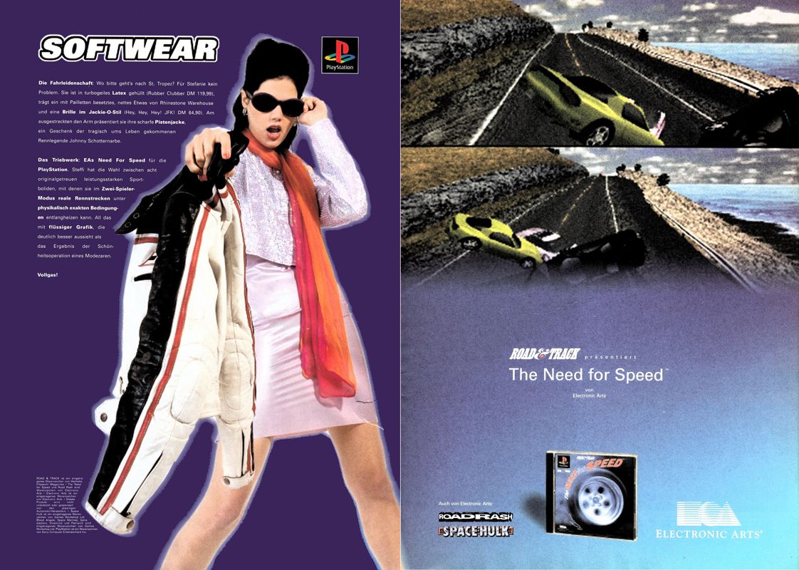 The Need for Speed Magazine Advertisement (Magazine Advertisements): Video Games (Germany), Issue 04/1996