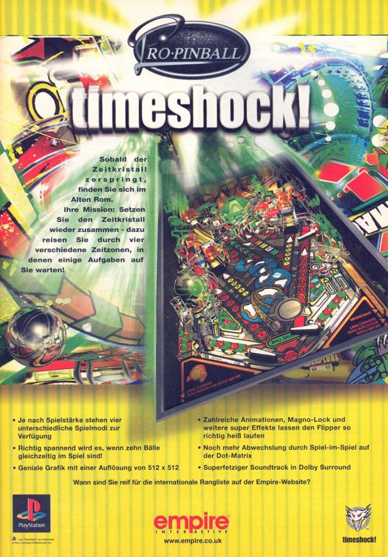 Pro Pinball: Timeshock! Magazine Advertisement (Magazine Advertisements): Video Games (Germany), Issue 05/1998