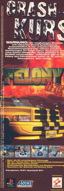 Felony 11-79 Magazine Advertisement (Magazine Advertisements): Video Games (Germany), Issue 03/1998