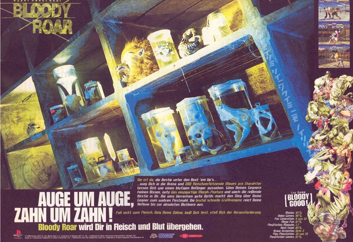 Bloody Roar Magazine Advertisement (Magazine Advertisements): Video Games (Germany), Issue 04/1998