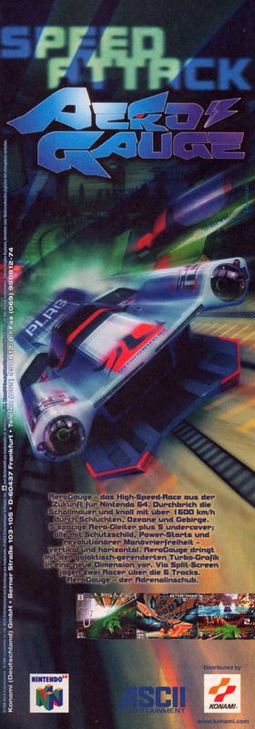 AeroGauge Magazine Advertisement (Magazine Advertisements): Video Games (Germany), Issue 07/1998