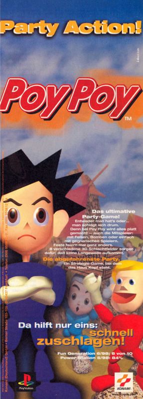 Poy Poy Magazine Advertisement (Magazine Advertisements): Video Games (Germany), Issue 07/1998