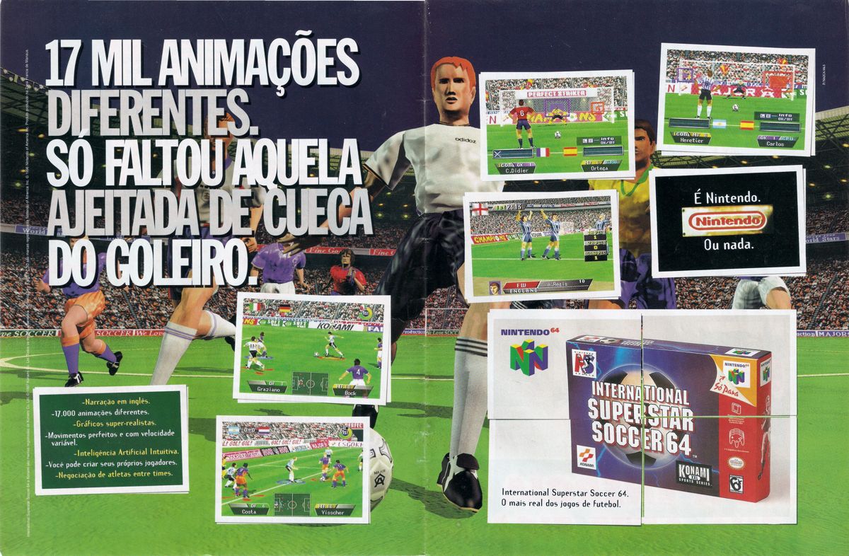 International Superstar Soccer 64 Magazine Advertisement (Magazine Advertisements): SuperGamePower (Brazil) Issue 42 (September 1997) pp. 6-7