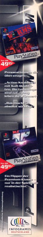 Worms Magazine Advertisement (Magazine Advertisements): Video Games (Germany), Issue 10/1998
