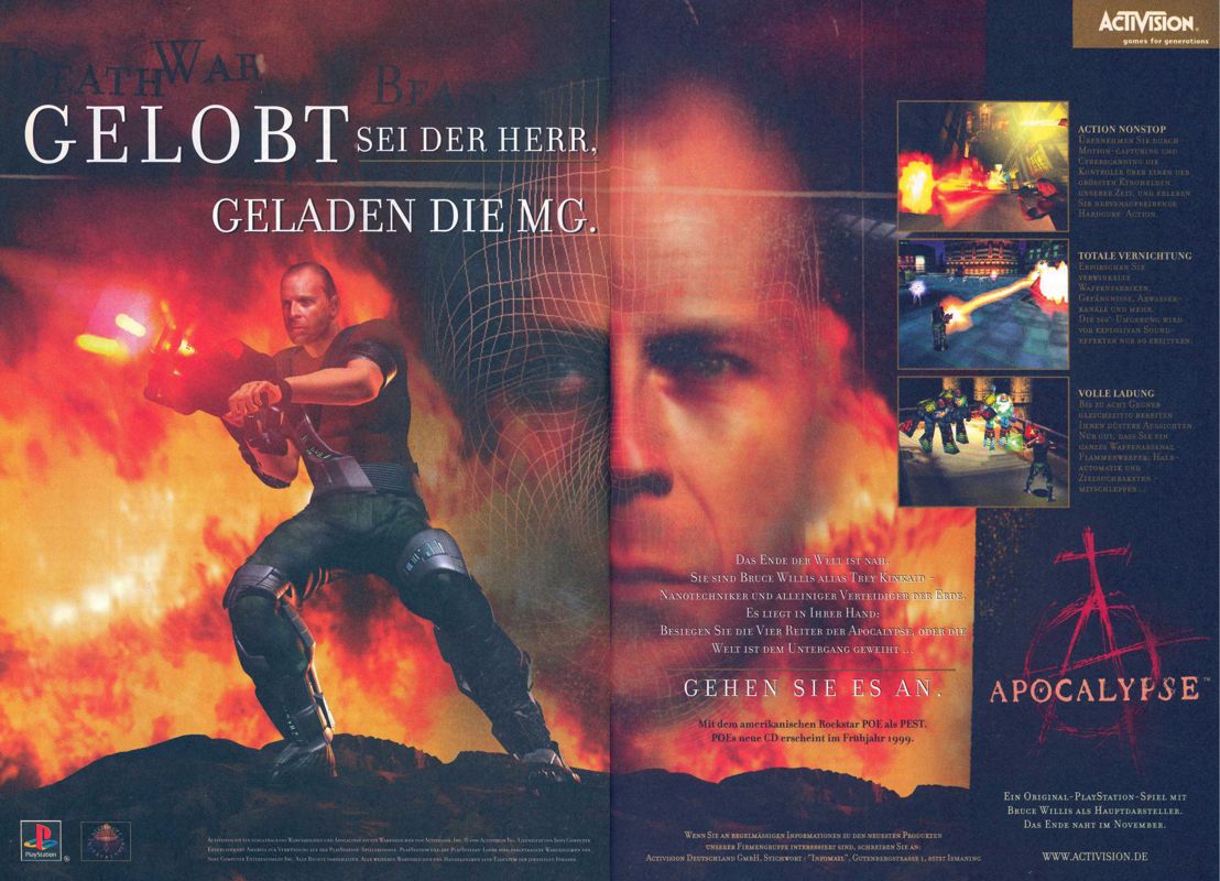 Apocalypse Magazine Advertisement (Magazine Advertisements): Video Games (Germany), Issue 11/1998