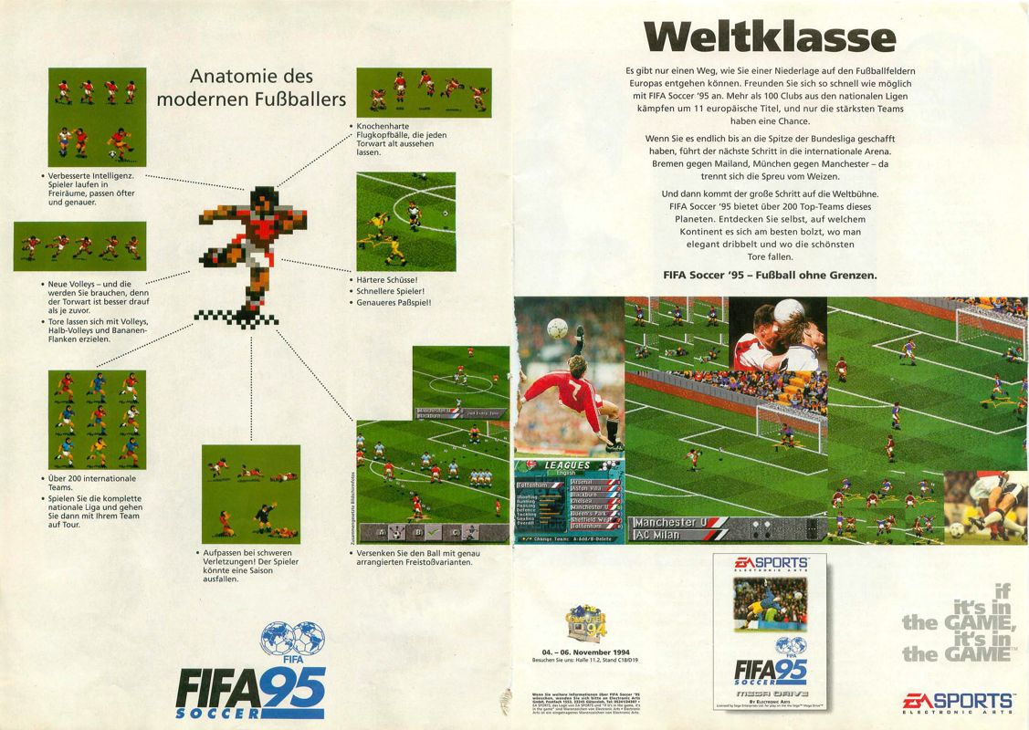 FIFA Soccer 95 Magazine Advertisement (Magazine Advertisements): Video Games (Germany), Issue 11/1994