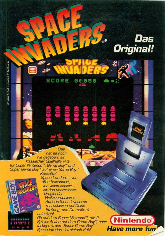 Space Invaders Magazine Advertisement (Magazine Advertisements): Video Games (Germany), Issue 12/1994