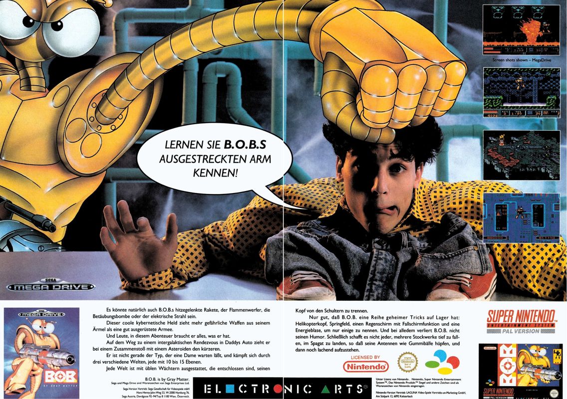 B.O.B. Magazine Advertisement (Magazine Advertisements): Video Games (Germany), Issue 08/1993
