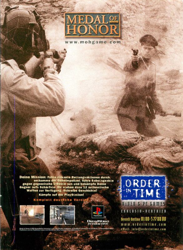Medal of Honor Magazine Advertisement (Magazine Advertisements): Video Games (Germany), Issue 01/2000