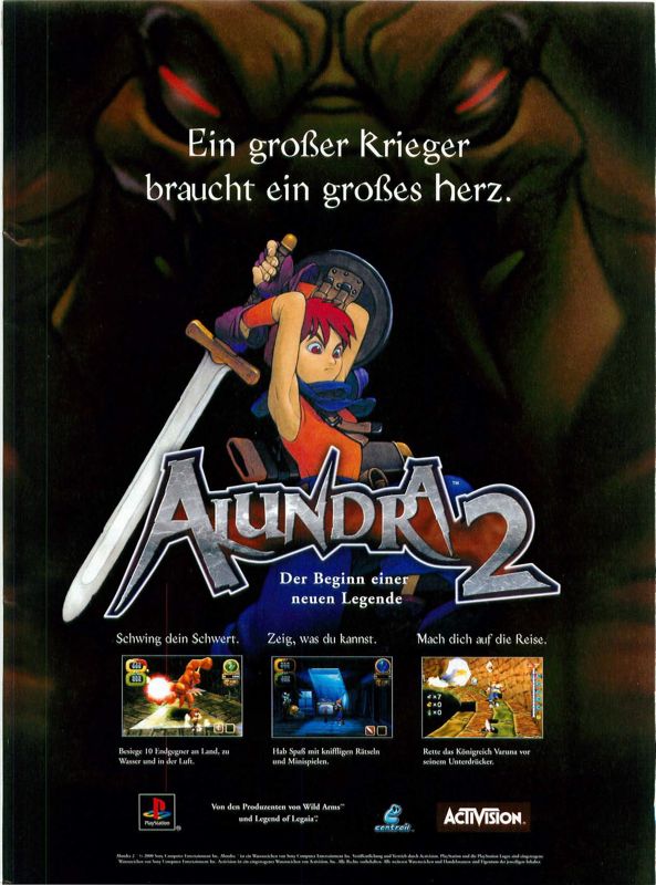 Alundra 2: A New Legend Begins Magazine Advertisement (Magazine Advertisements): Video Games (Germany), Issue 07/2000