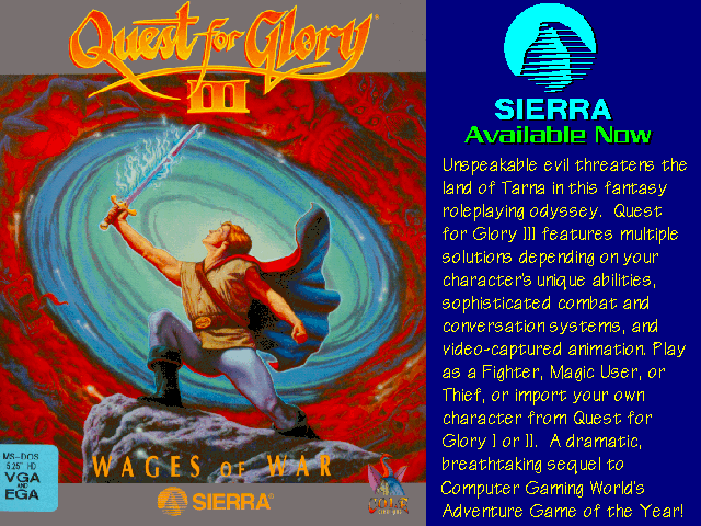 Quest for Glory III: Wages of War Other (Sierra's Sneak Peeks (1993)): Self Running Display Screen AUTODEMO/QG3.PCX