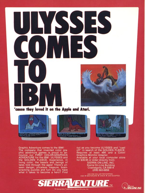Hi-Res Adventure #4: Ulysses and the Golden Fleece Magazine Advertisement (Magazine Advertisements): Computer Gaming World (US), Vol. 3 No. 1 (January - February 1983)