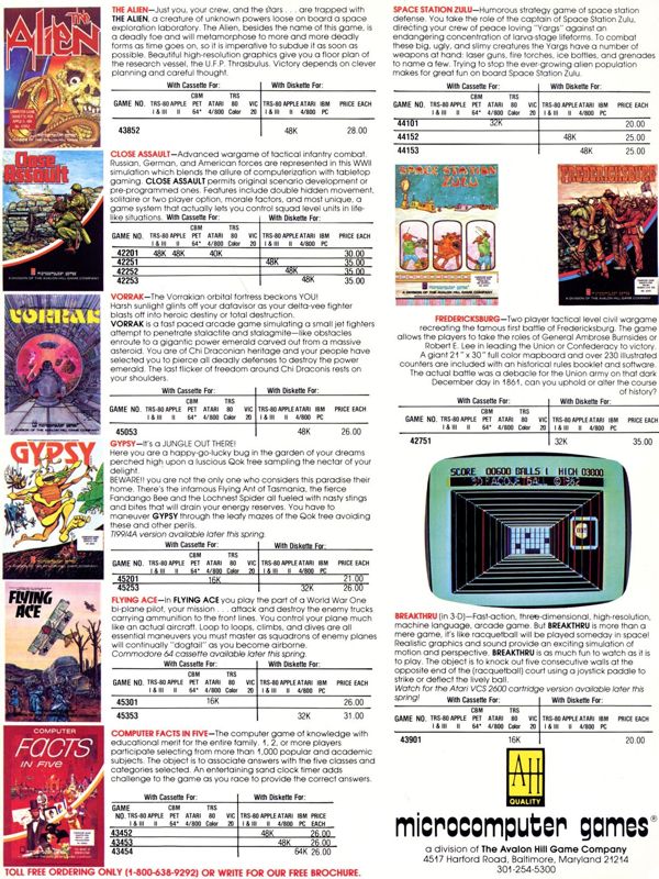 Computer Facts in Five Magazine Advertisement (Magazine Advertisements): Computer Gaming World (US), Vol. 3 No. 2 (March - April 1983)