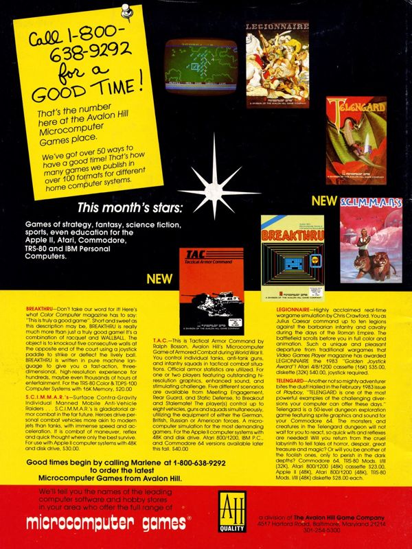 S.C.I.M.M.A.R.'s Magazine Advertisement (Magazine Advertisements): Computer Gaming World (US), Vol. 3 No. 3 (May - June 1983)