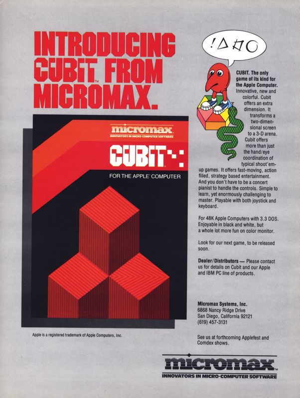 Cubit Magazine Advertisement (Magazine Advertisements): Computer Gaming World (US), Vol. 3 No. 6 (December 1983)