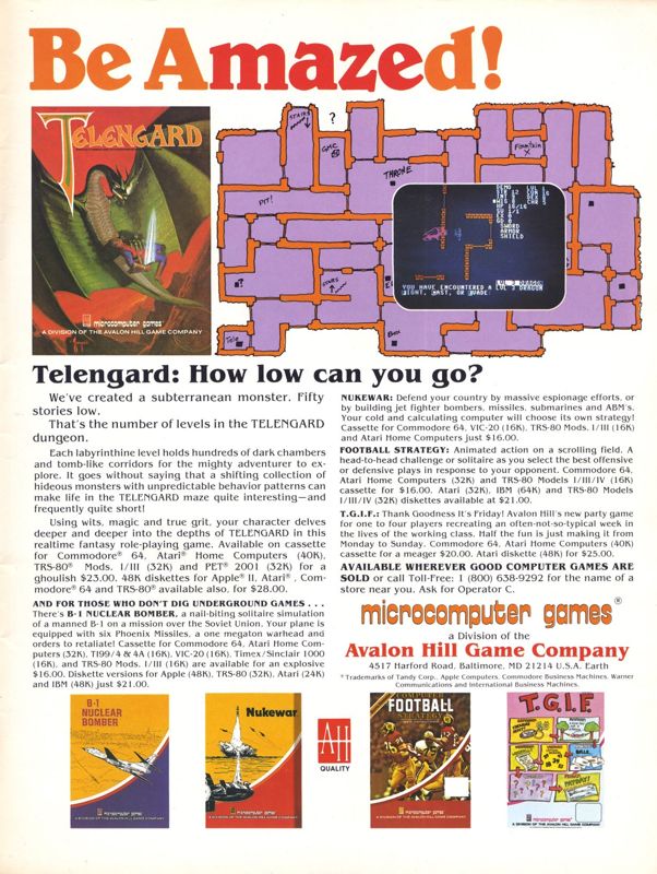 Telengard Magazine Advertisement (Magazine Advertisements): Computer Gaming World (US), Vol. 3 No. 5 (October 1983)